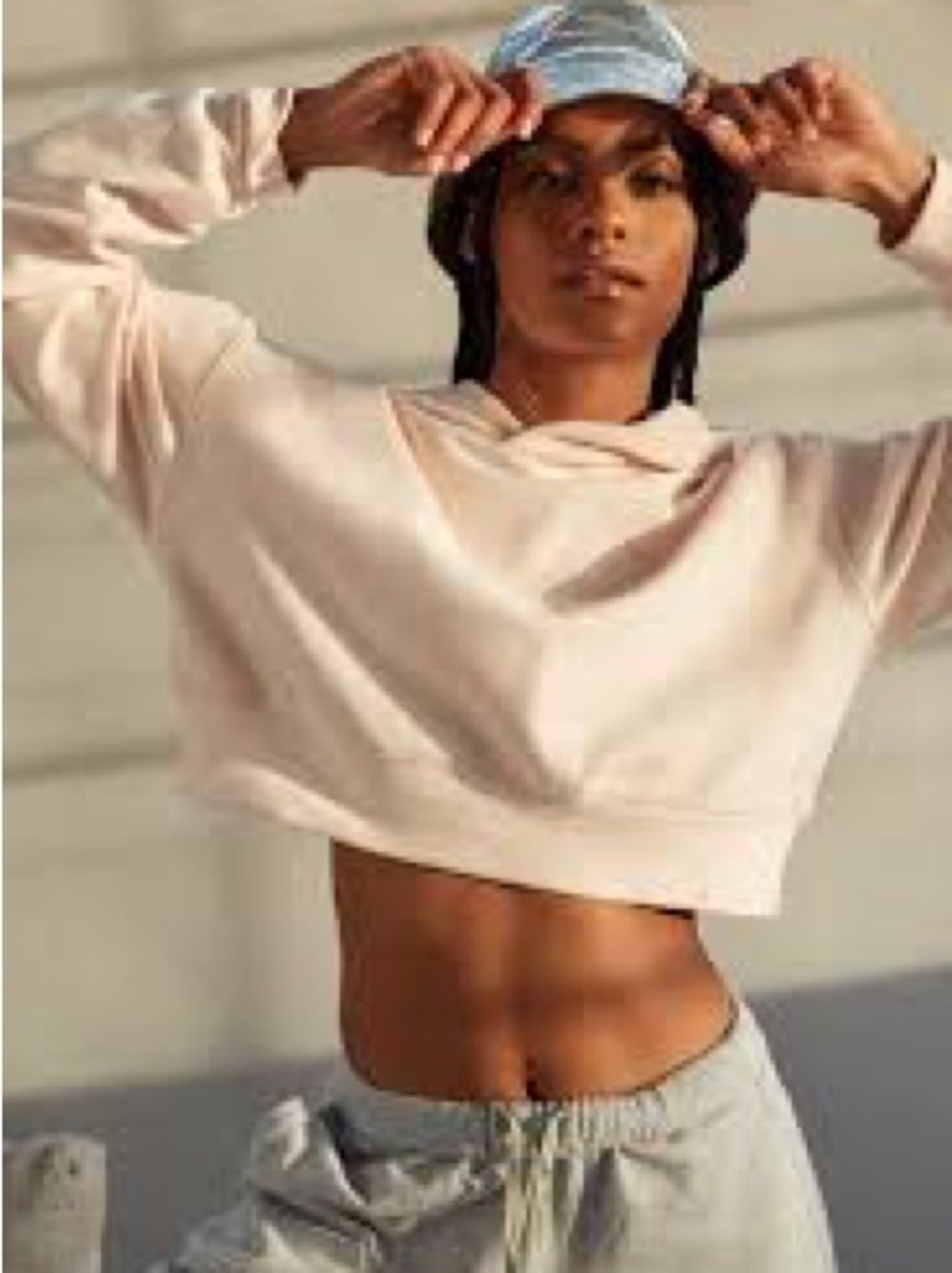Atoir Soft Blush Cropped Long-Sleeve Sweatshirt